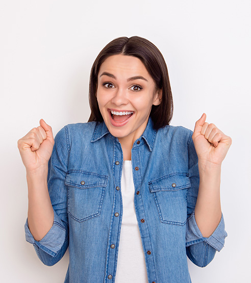 An excited woman