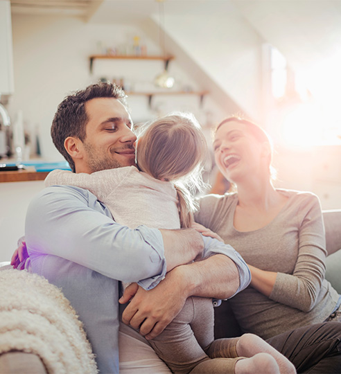 a family resting together